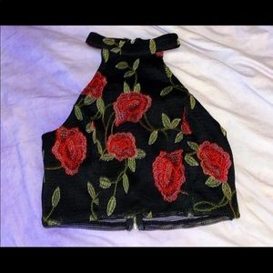 charlotte russe rose halter crop top